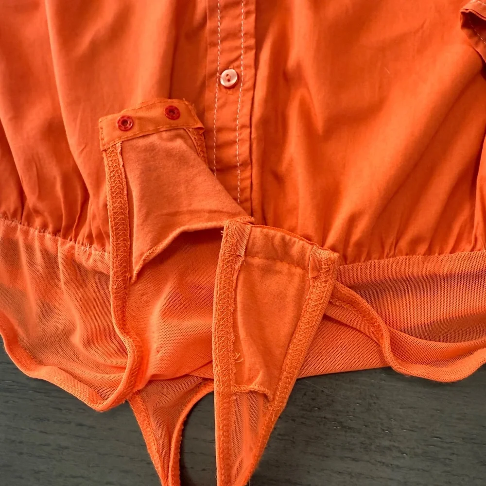 Free People Intimately Power  Move Button Down Woven‎ Bodysuit Size S